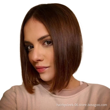 Short Bob Wig women Vendors Brazilian Remy Hair Straight Pre Plucked Black Brown Wig Human Hair Lace Front Wigs